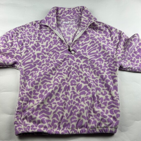 O'Neill Purple Modern Leopard Print Fleece Pullover Half Zip Jacket M - Picture 2 of 6